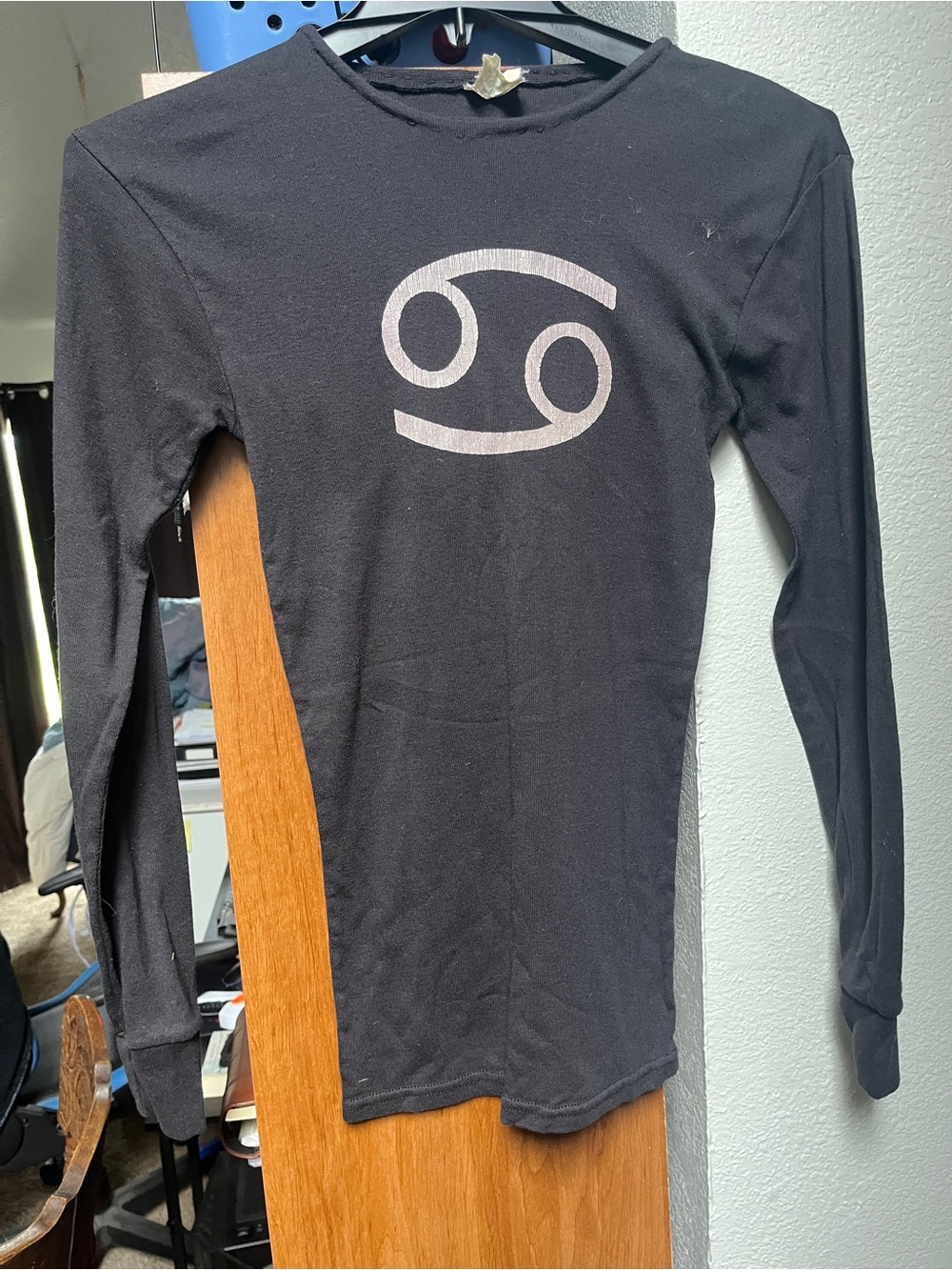 Majestic Black Long Sleeve Tee with Silver Chest Graphic